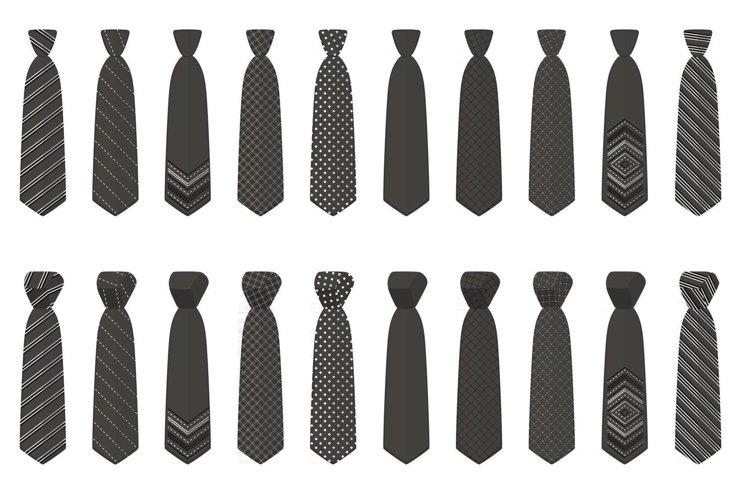 big set ties different types, neckties various size vector