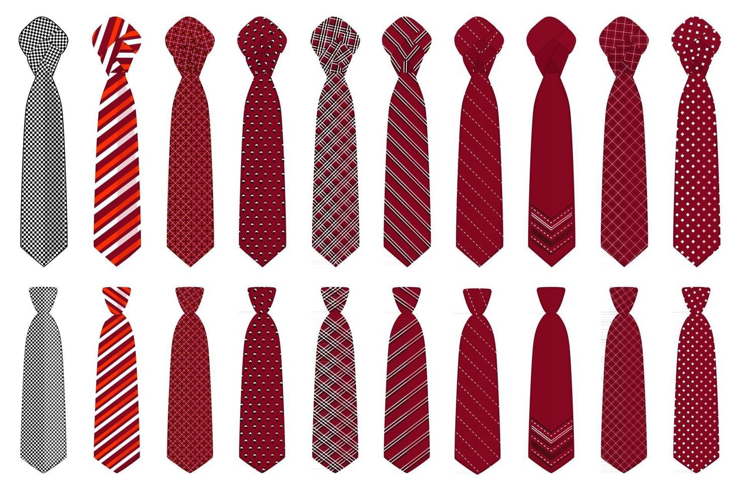 big set ties different types, neckties various size vector