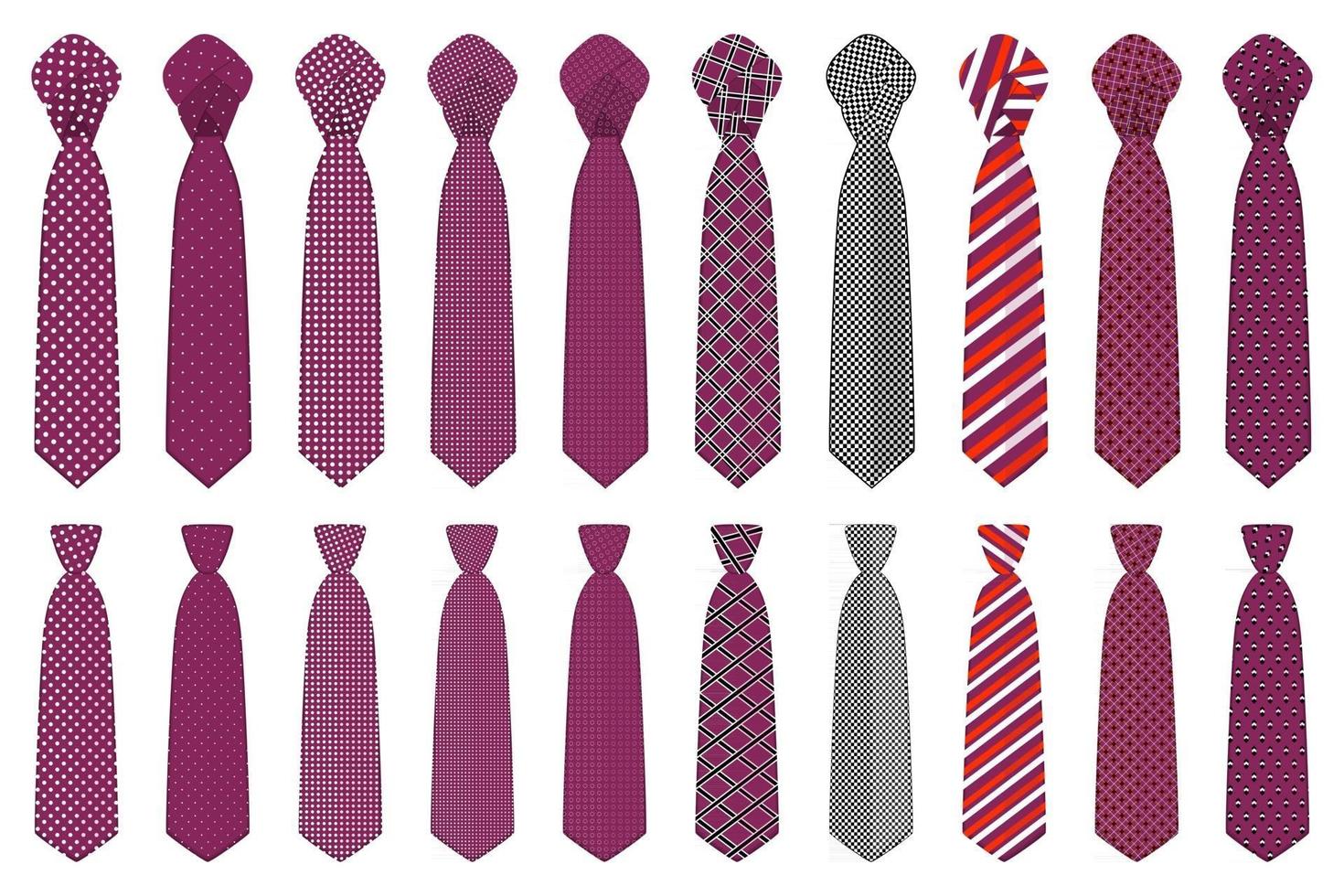 big set ties different types, neckties various size vector