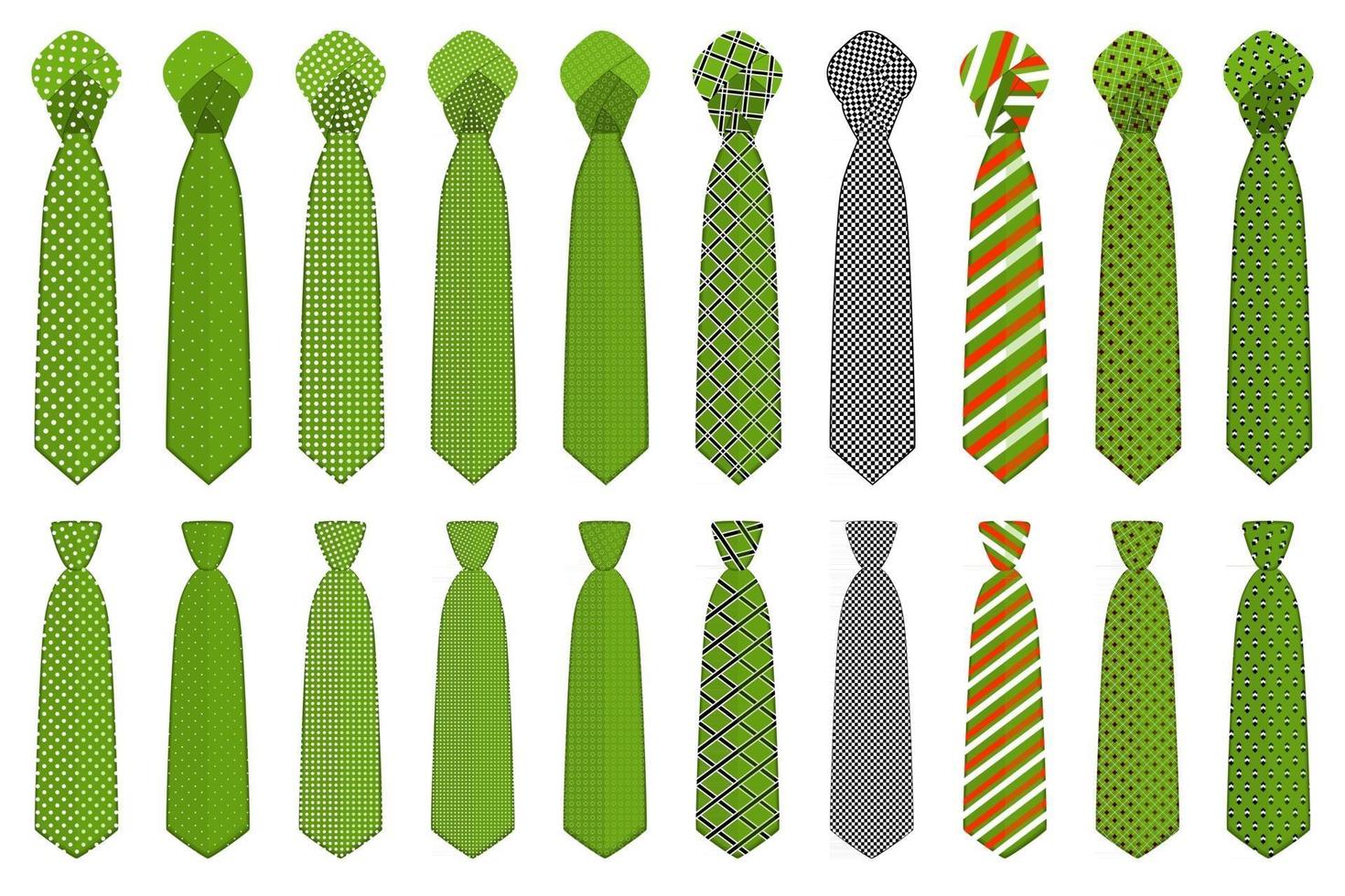 big set ties different types, neckties various size vector