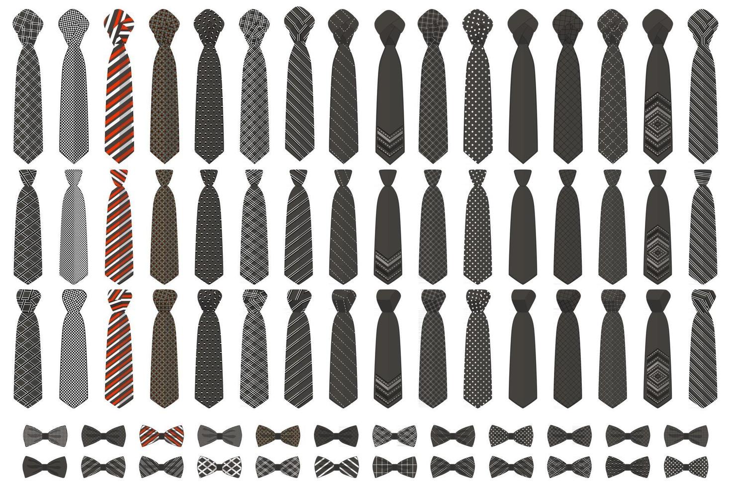 Illustration on theme big colored set neckties different types vector