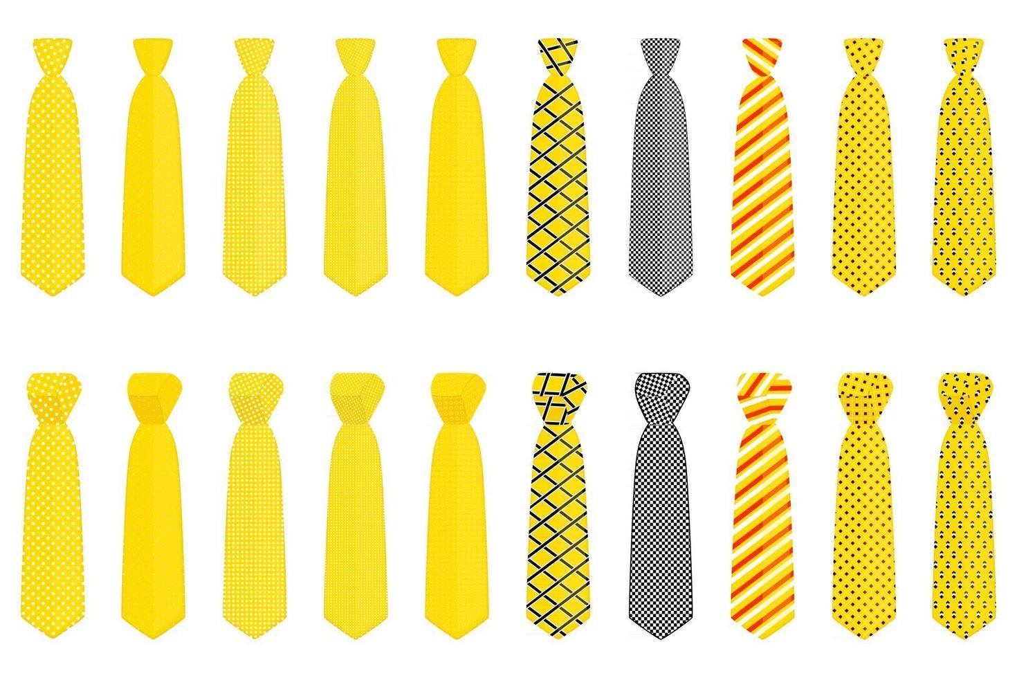 gran conjunto de corbatas de diferentes tipos, corbatas de varios tamaños vector