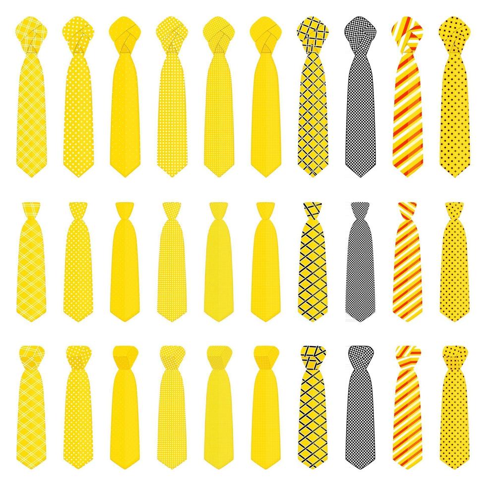 big set ties different types, neckties various size vector