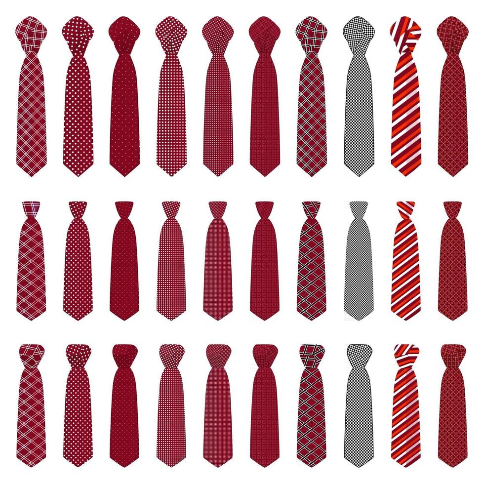 big set ties different types, neckties various size vector