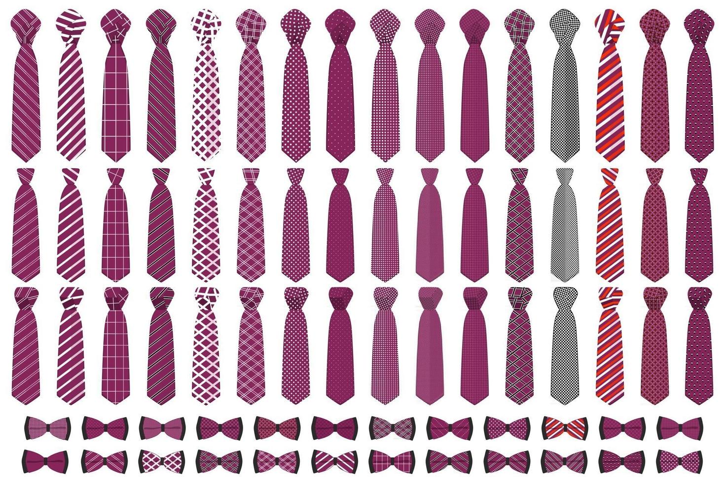 Illustration on theme big colored set neckties different types vector