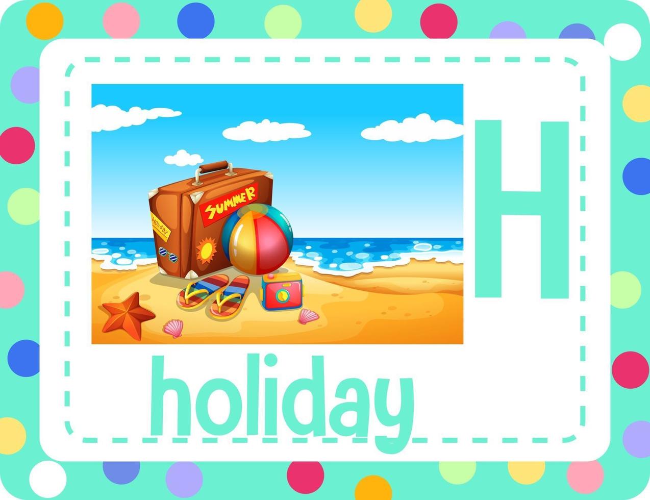 Alphabet flashcard with letter H for Holiday vector