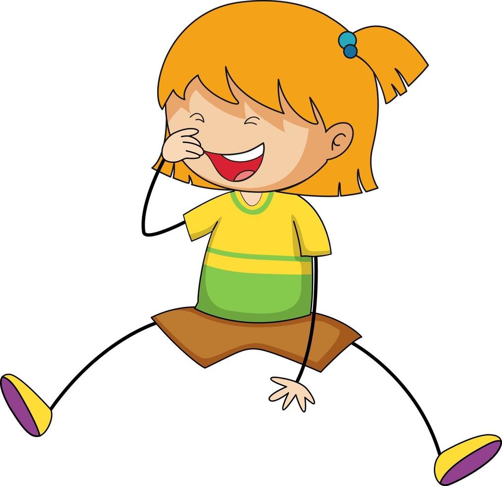 niña feliz doodle personaje de dibujos animados aislado vector