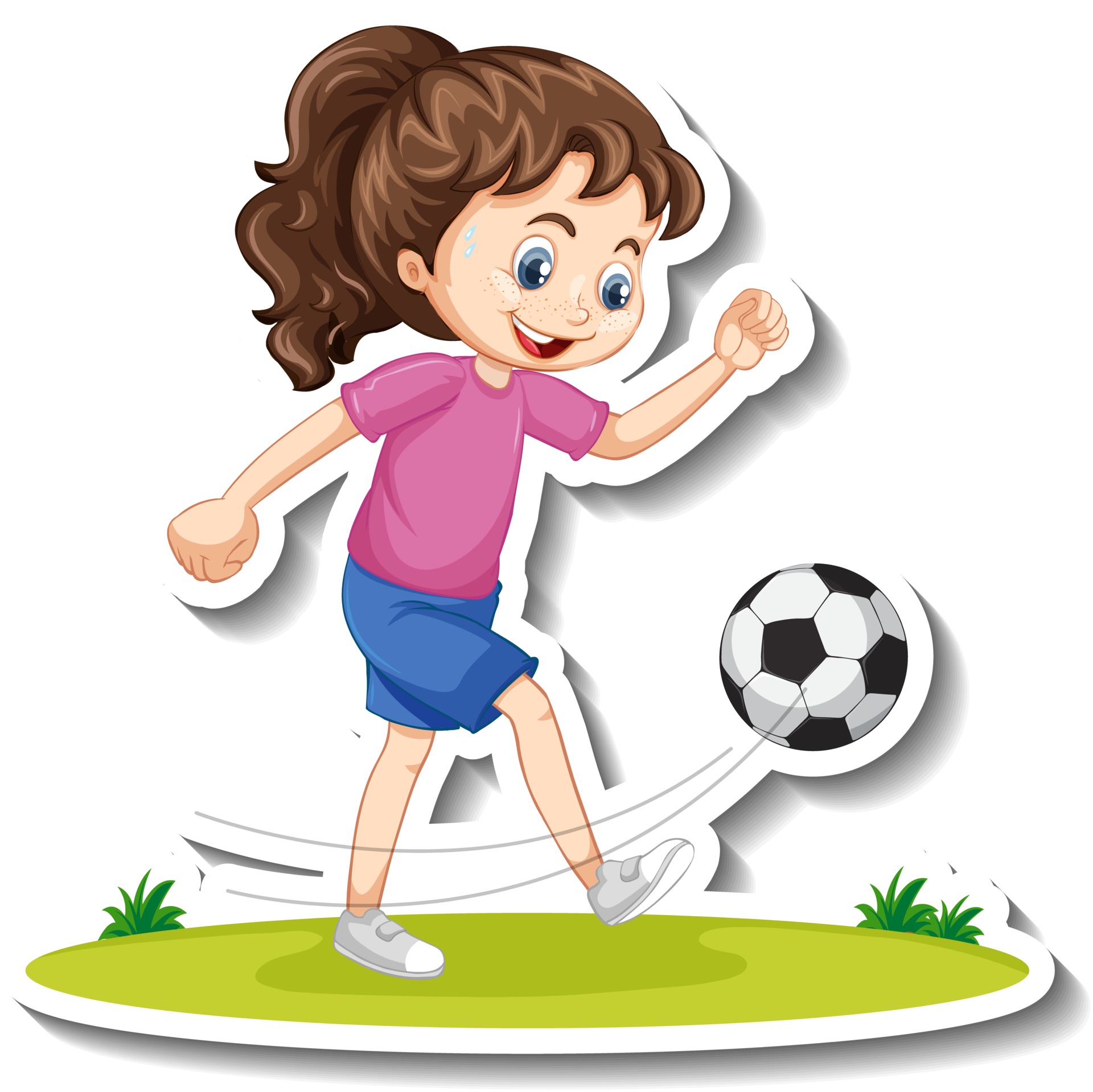 Cartoon character sticker with a girl playing football 3013399 Vector Art  at Vecteezy