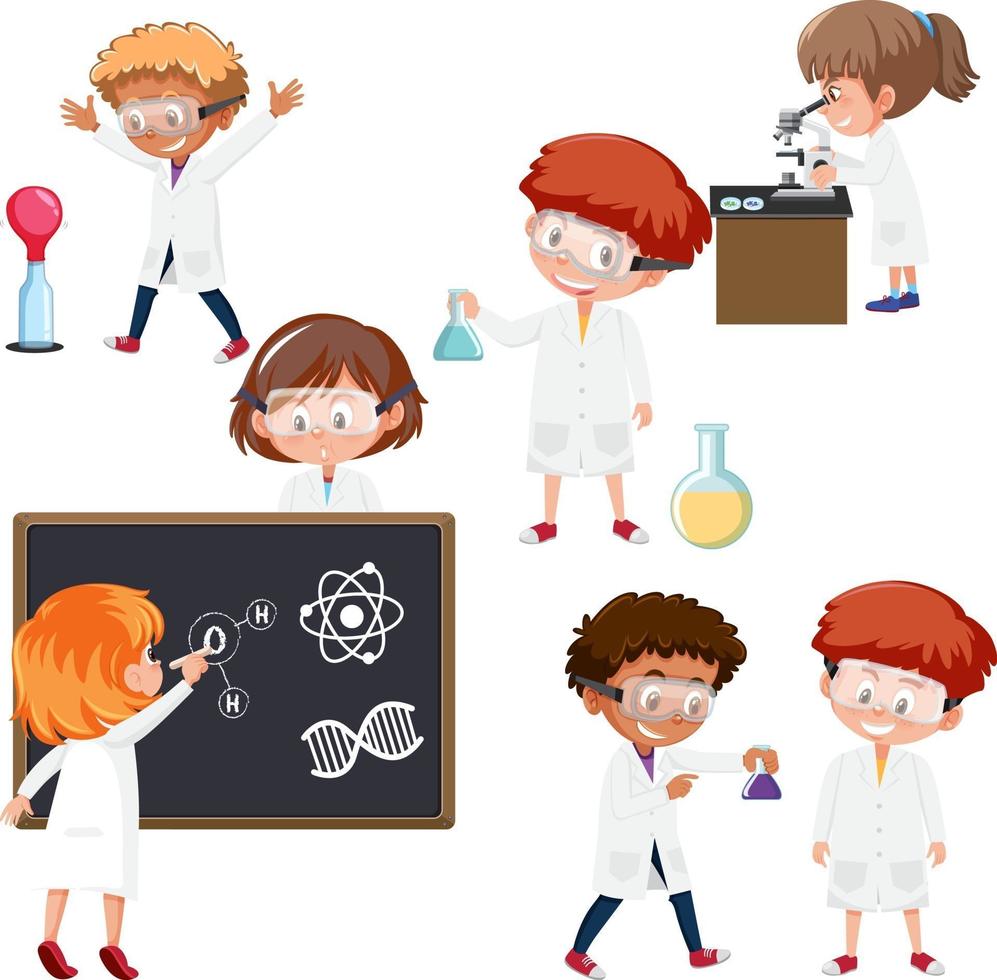 Set of scientist cartoon character vector