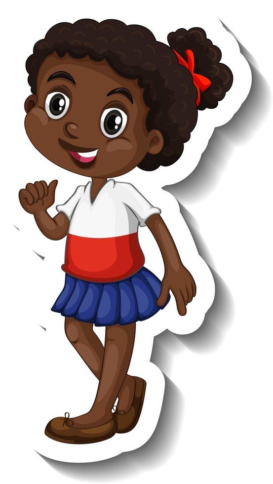 Cute African girl cartoon character sticker vector