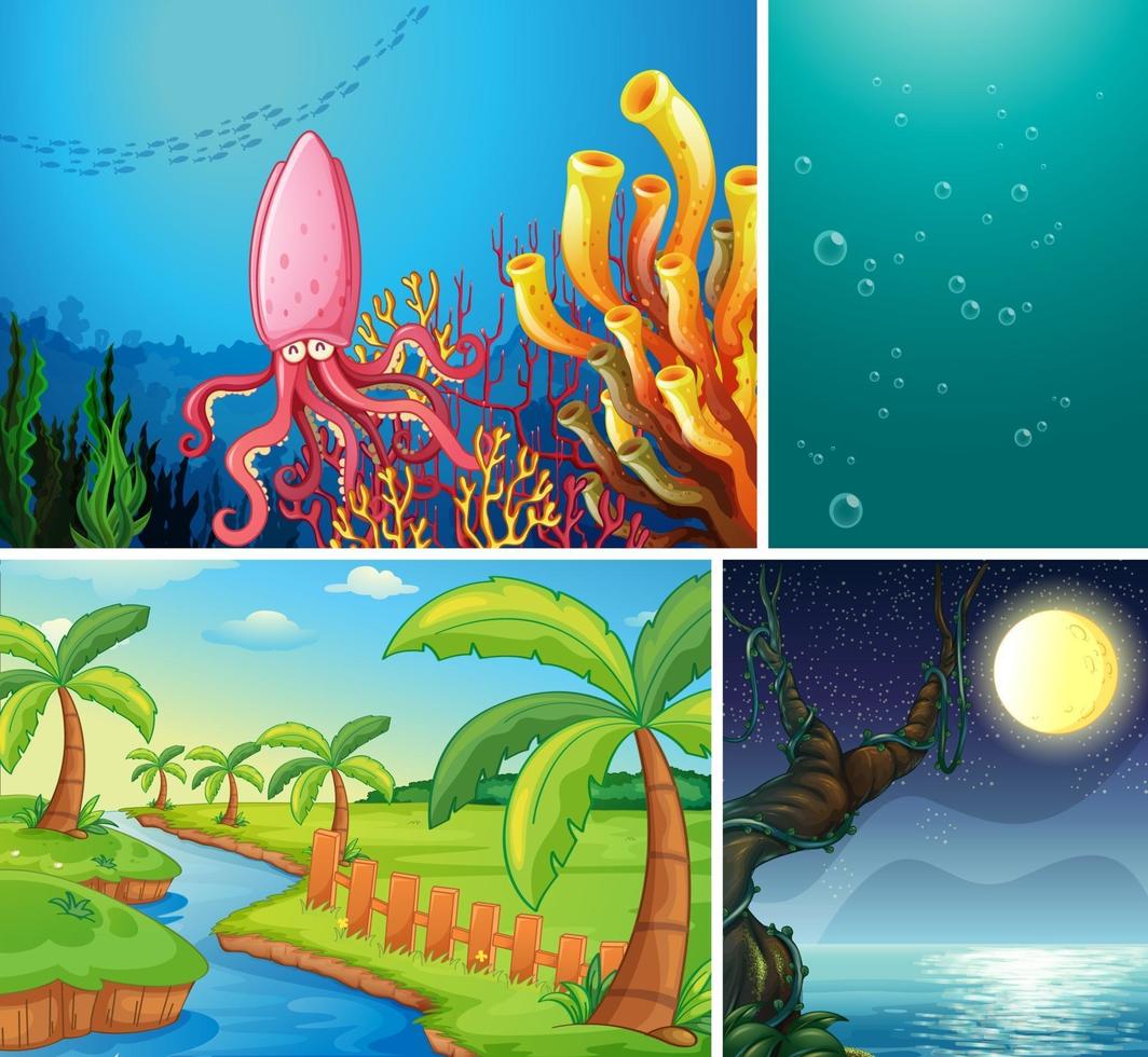 Set of different nature scene vector