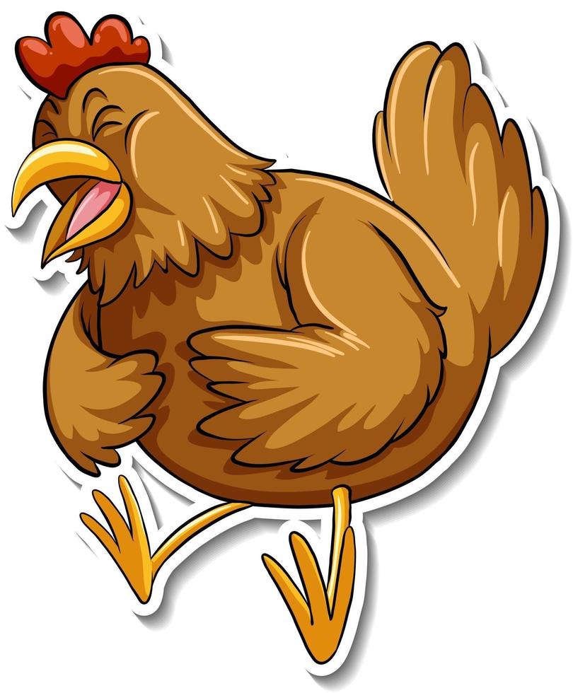 A cute chicken cartoon animal sticker vector