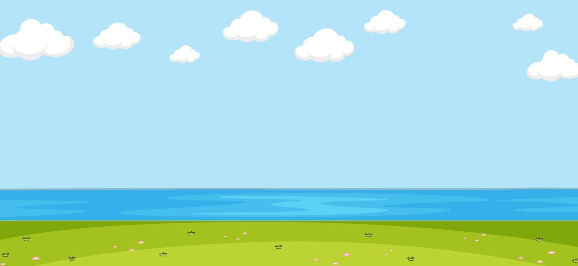 Empty park scene with river in simple style vector