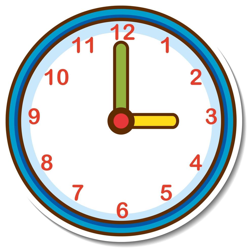 Reloj adhesivo sobre fondo blanco. vector