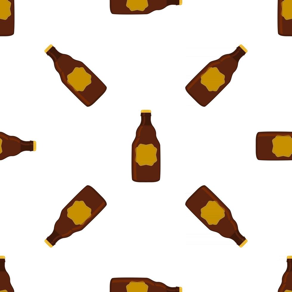 Ilustración sobre el tema botellas de vidrio de cerveza sin costura con tapa para cervecería vector