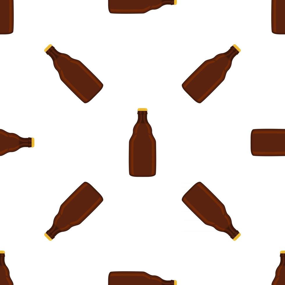 Ilustración sobre el tema botellas de vidrio de cerveza sin costura con tapa para cervecería vector