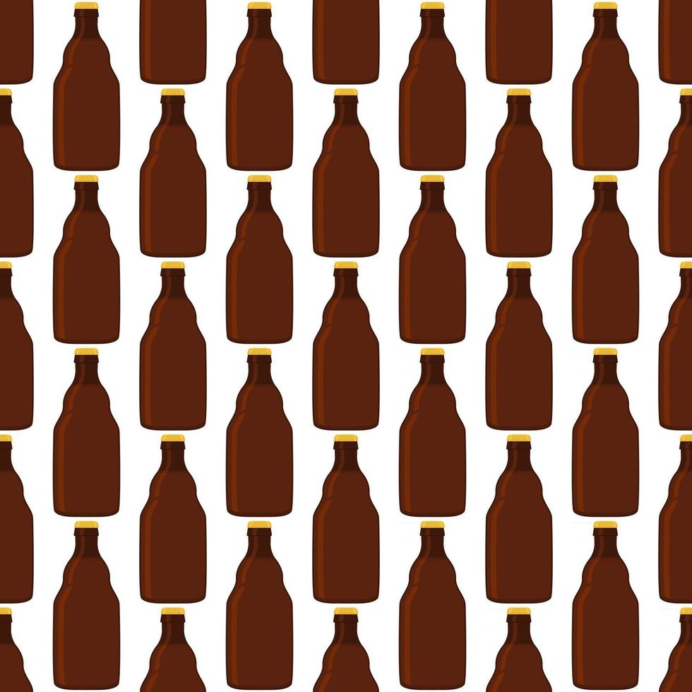 Ilustración sobre el tema botellas de vidrio de cerveza sin costura con tapa para cervecería vector