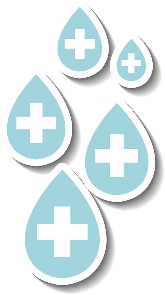 Sticker design with medical cross sign or first aid sign isolated vector