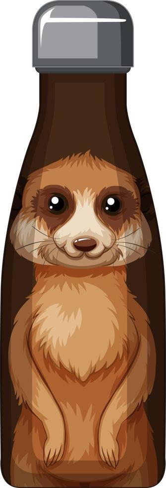 A brown thermos bottle with meerkat pattern vector