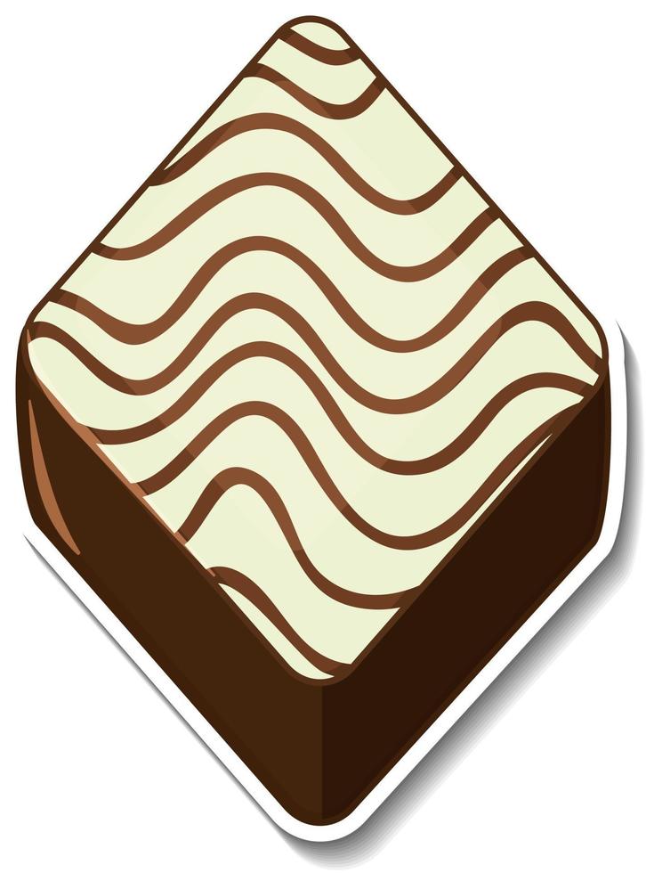 Pegatina de brownie de chocolate aislado sobre fondo blanco. vector