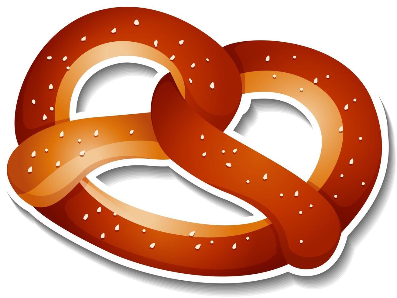 Pegatina de pan pretzel sobre fondo blanco. vector