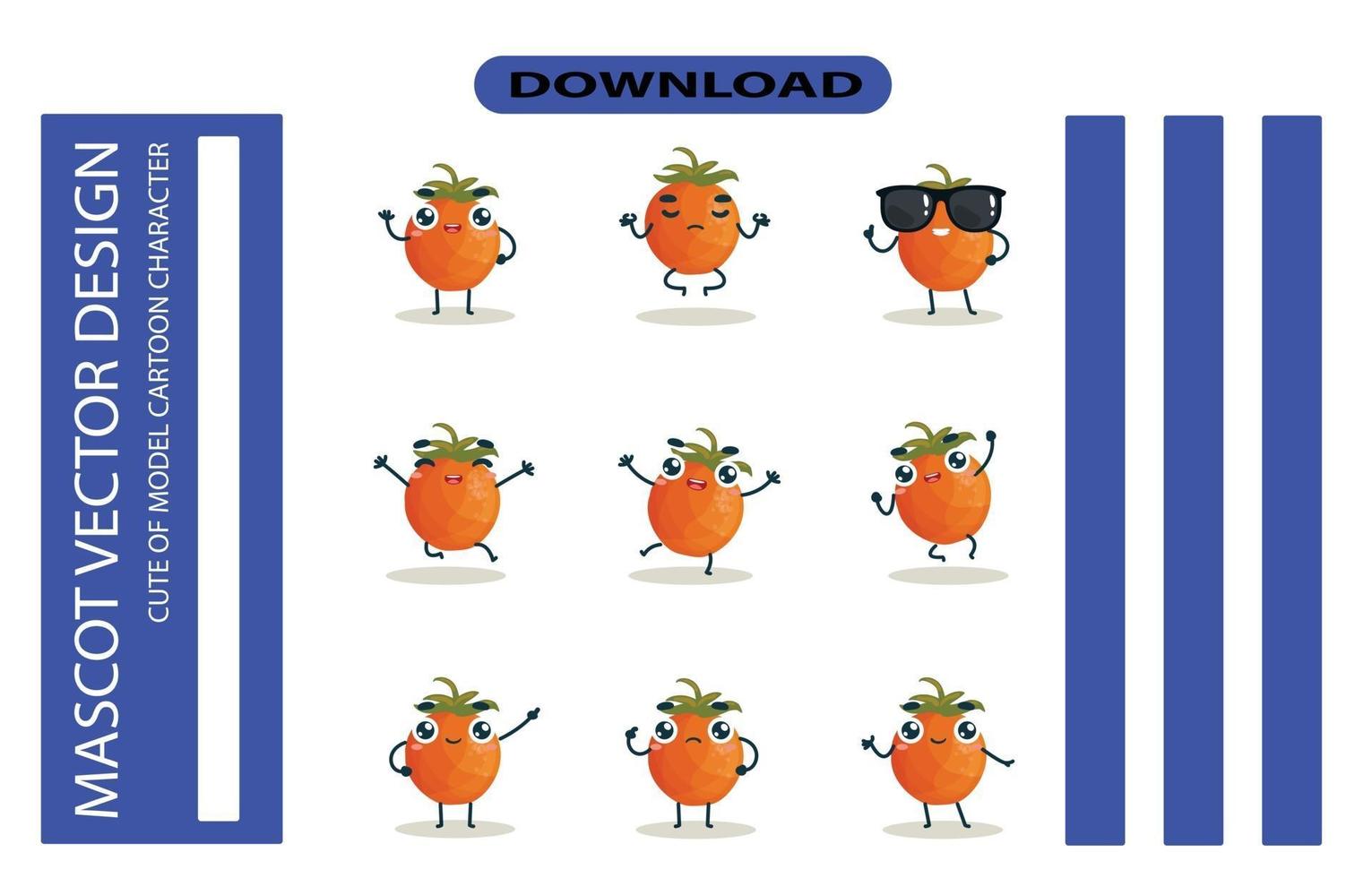 Mascot images of the orange set. Free Vector