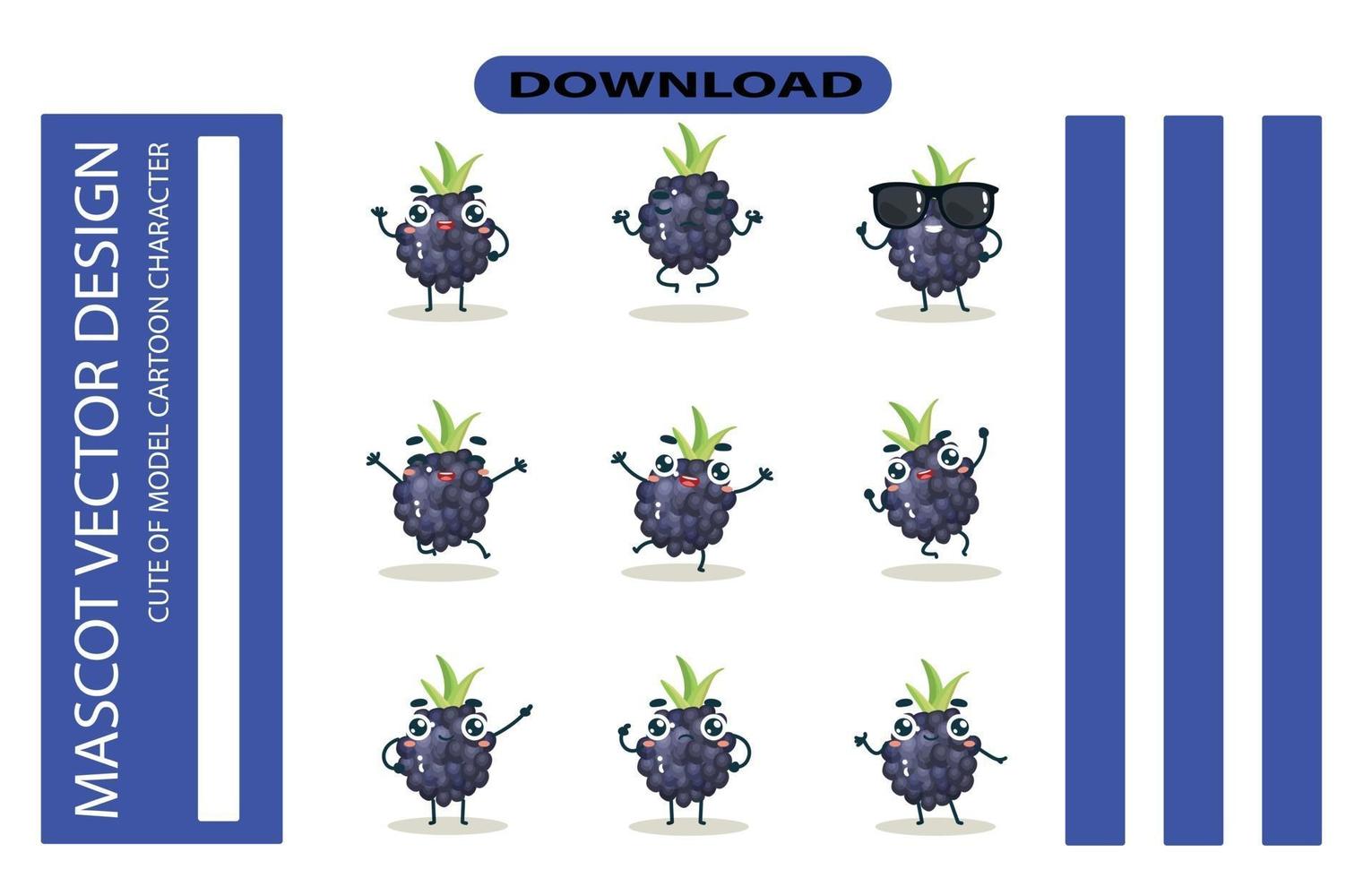 Mascot images of the grape set. Free Vector