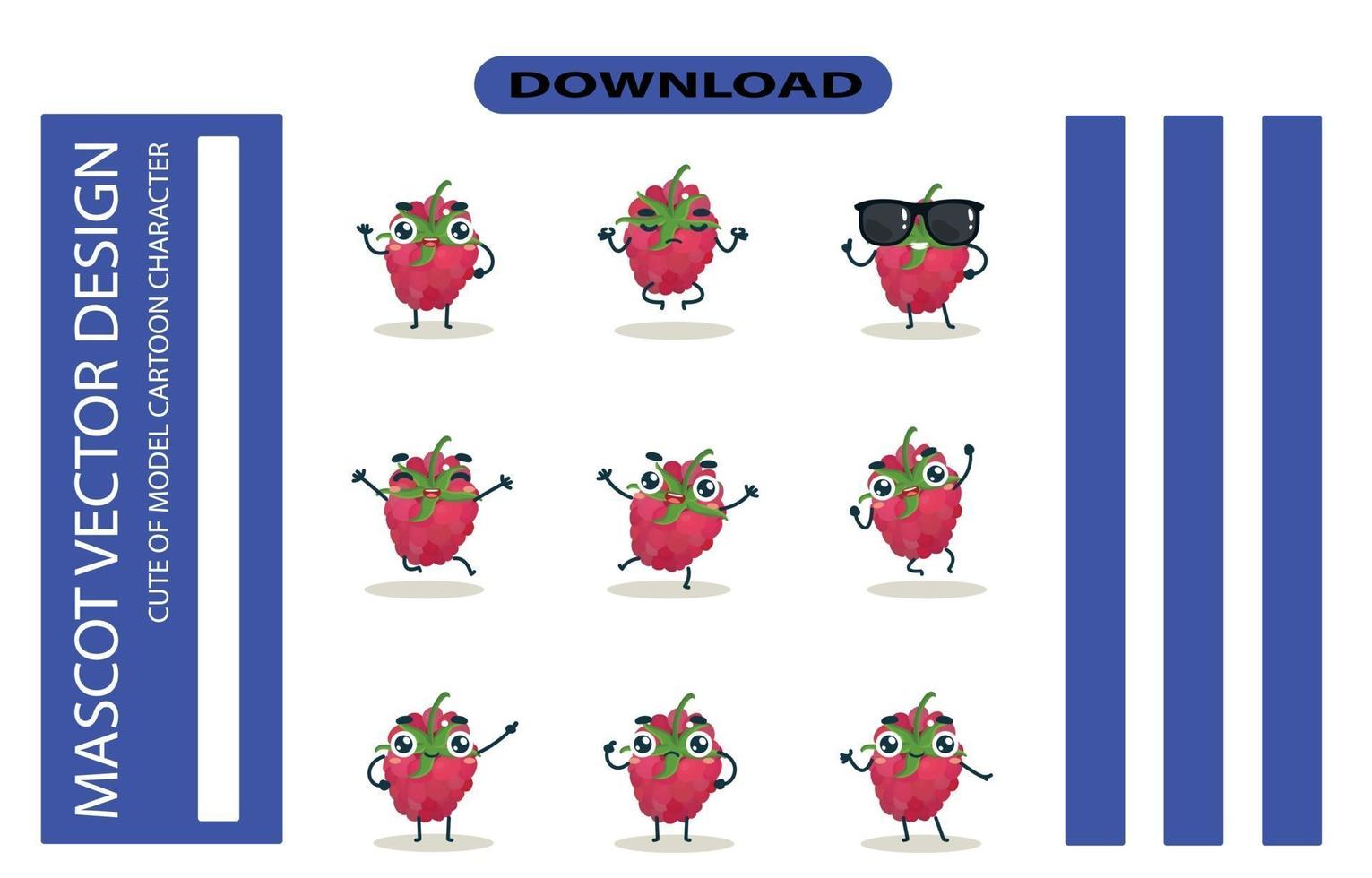 Mascot images of the raspberry set. Free Vector