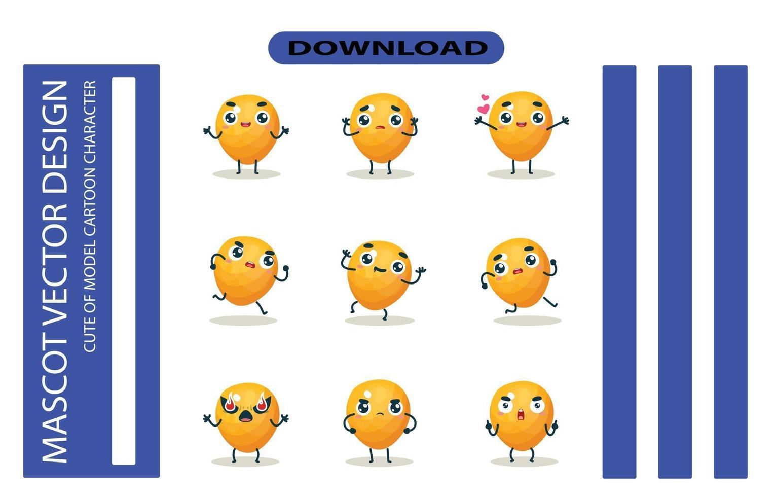 Mascot images of the persimmon set. Free Vector