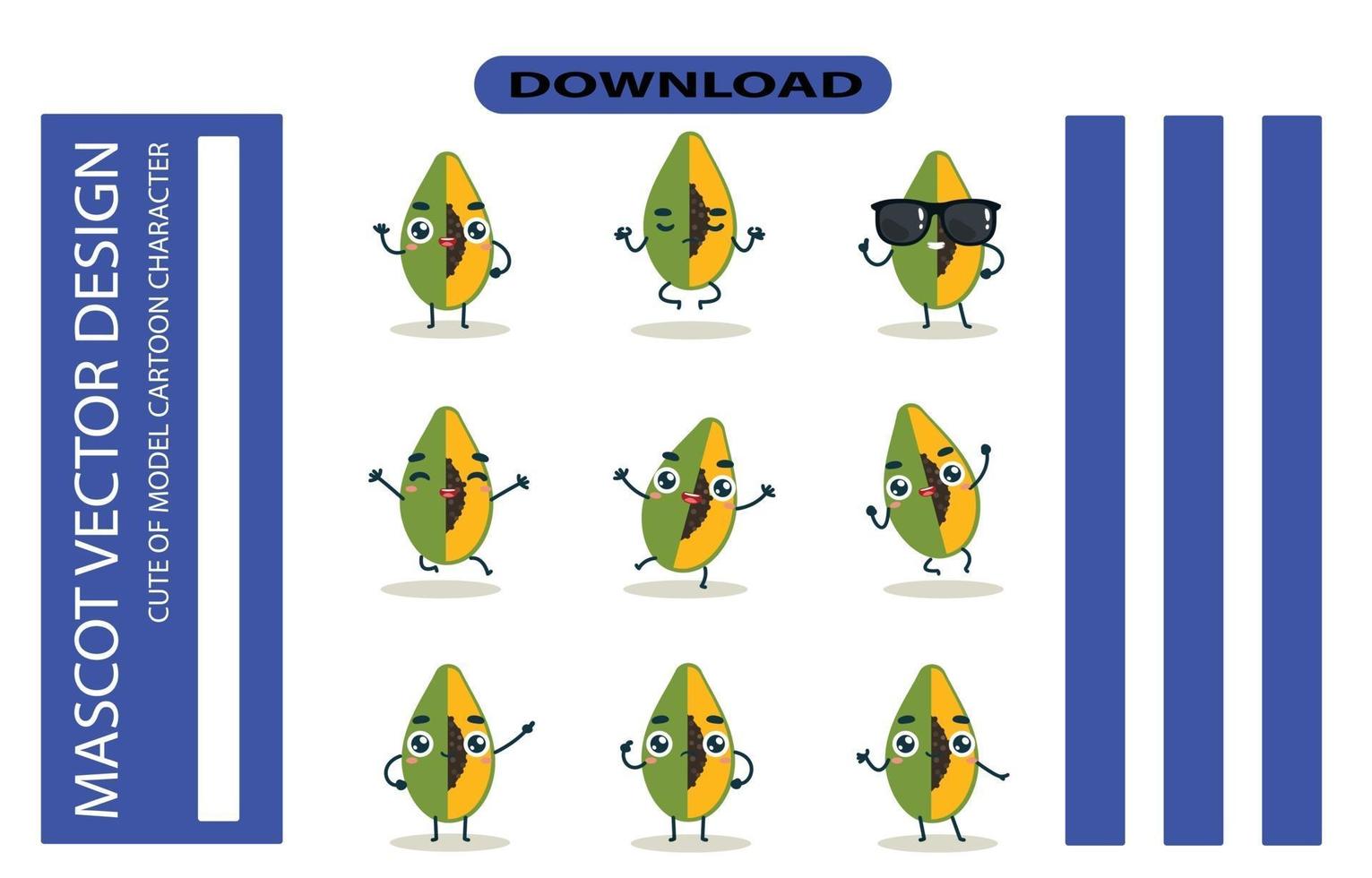 Mascot images of the papaya set. Free Vector