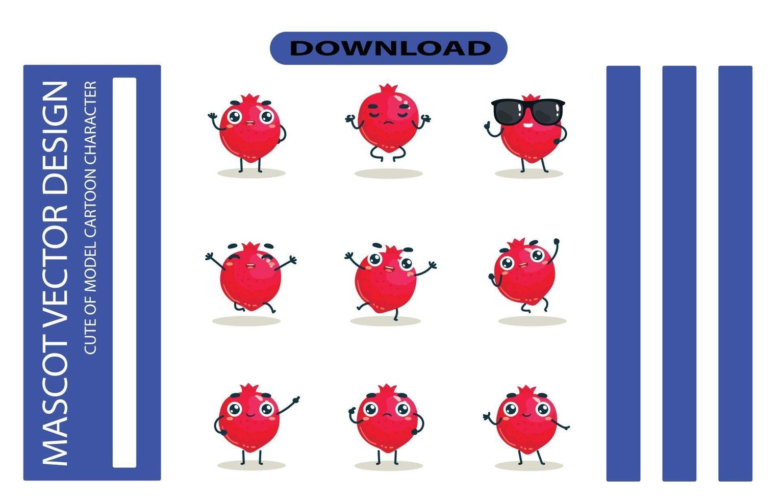 Mascot images of the pomegranate set. Free Vector