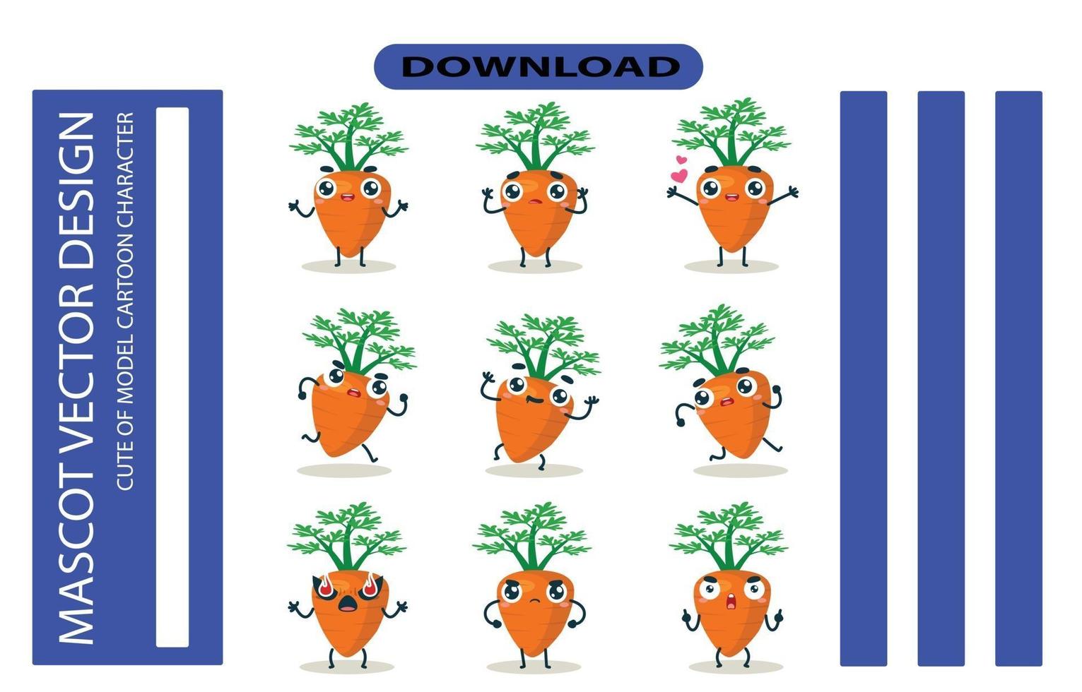 imágenes de la mascota del conjunto de zanahoria. vector libre