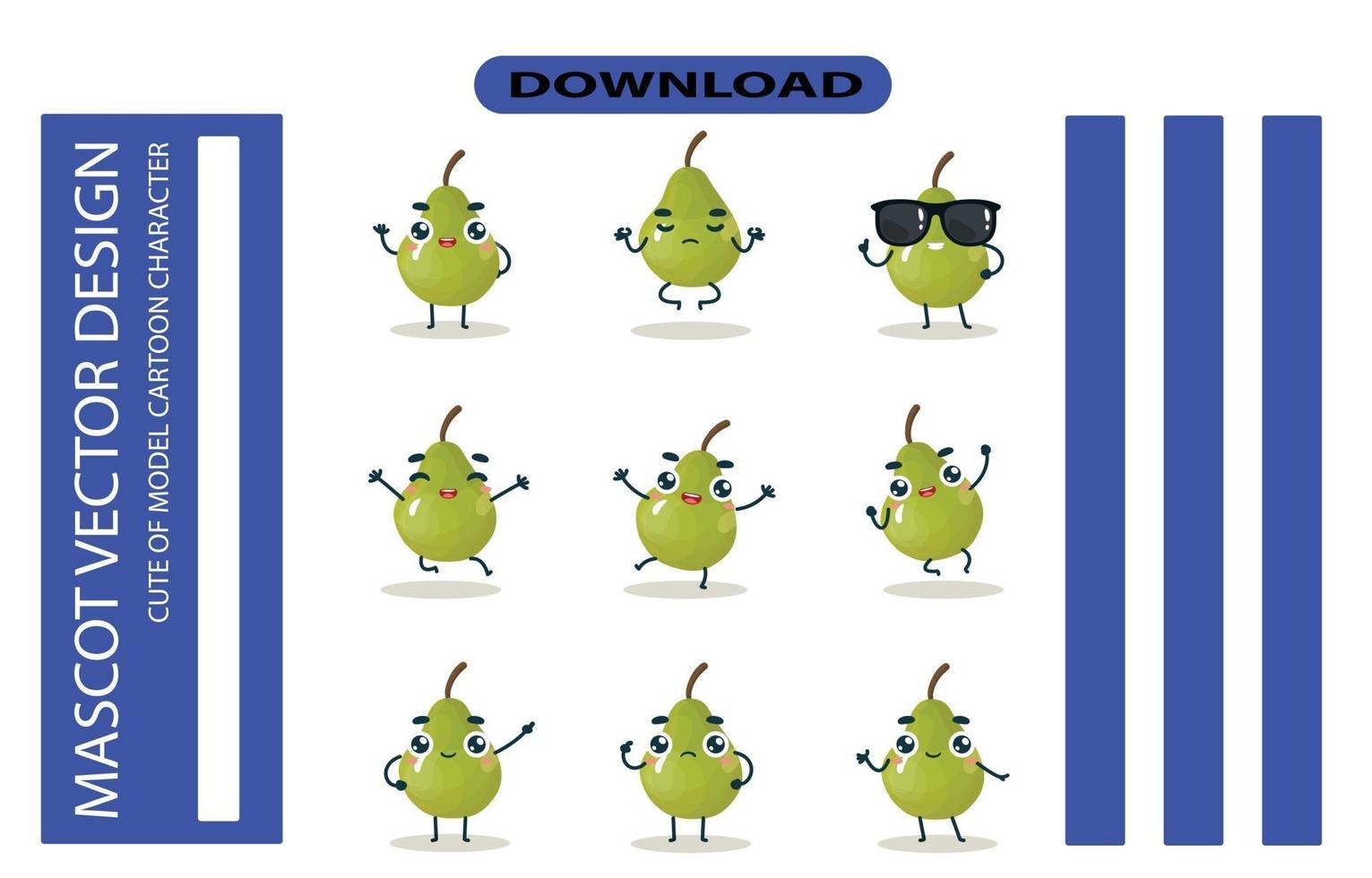 Mascot images of the guava set. Free Vector