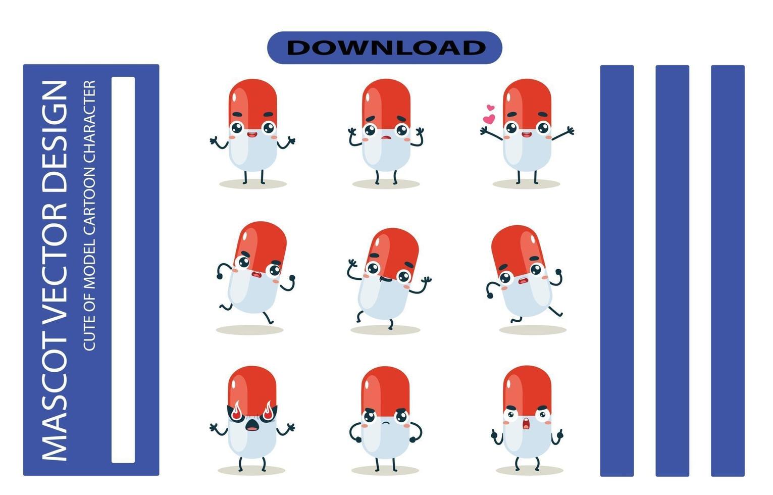 Mascot images of the pil set. Free Vector