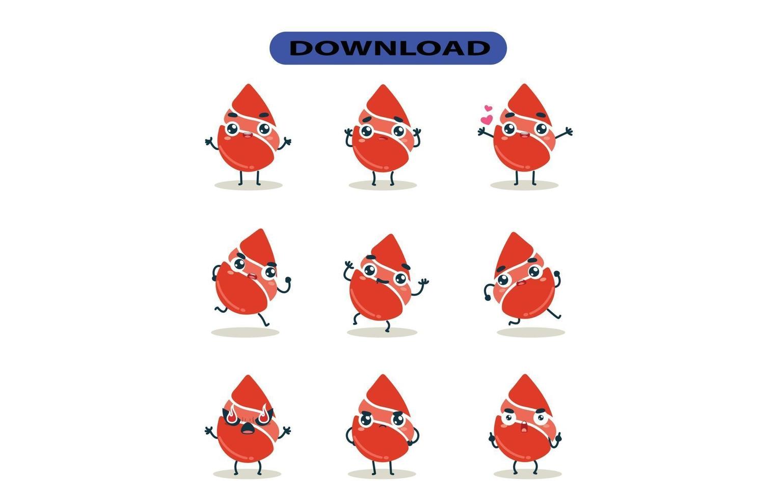 Mascot images of the blood set. Free Vector