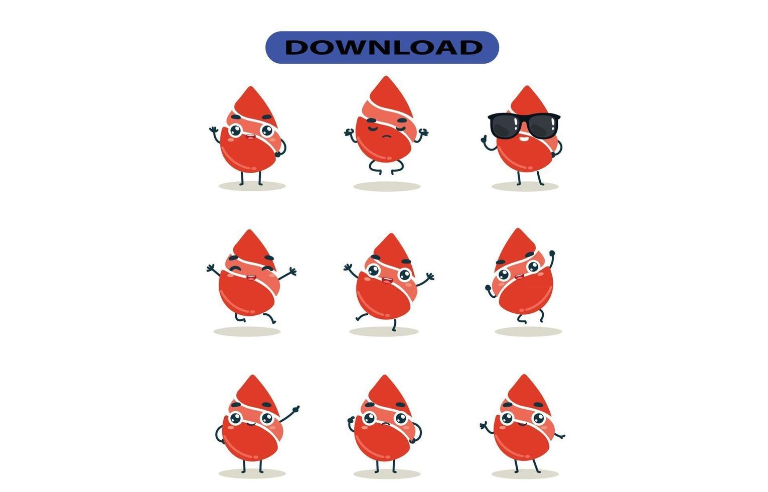 Mascot images of the blood set. Free Vector