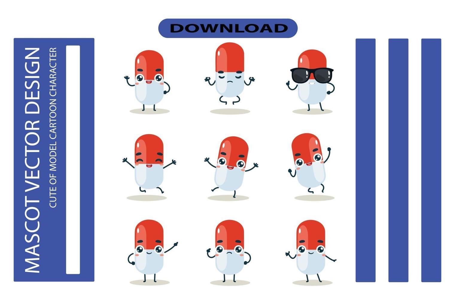 Mascot images of the pil set. Free Vector