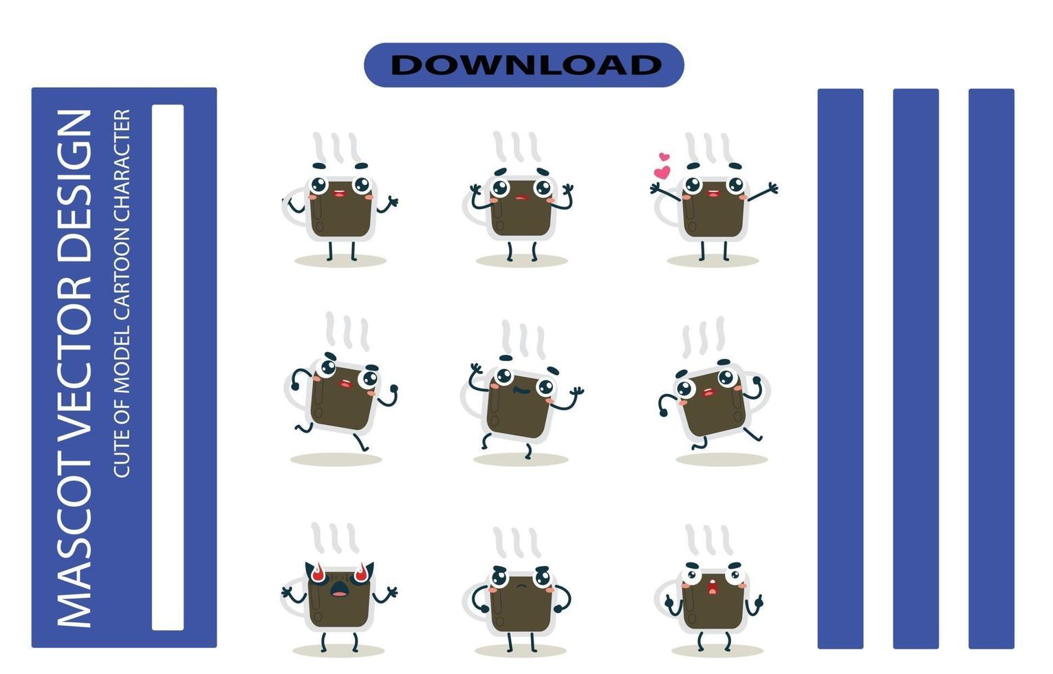 imágenes de la mascota del juego de café. vector libre