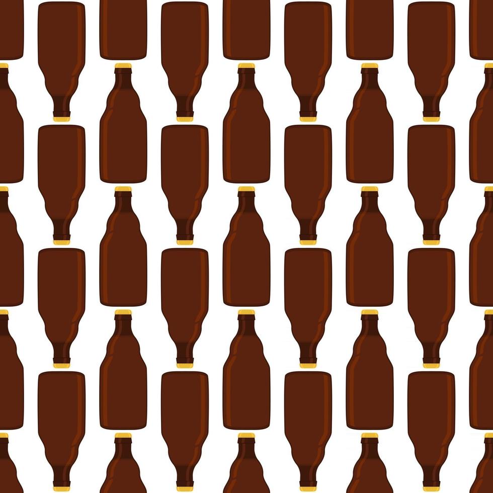 Ilustración sobre el tema botellas de vidrio de cerveza sin costura con tapa para cervecería vector