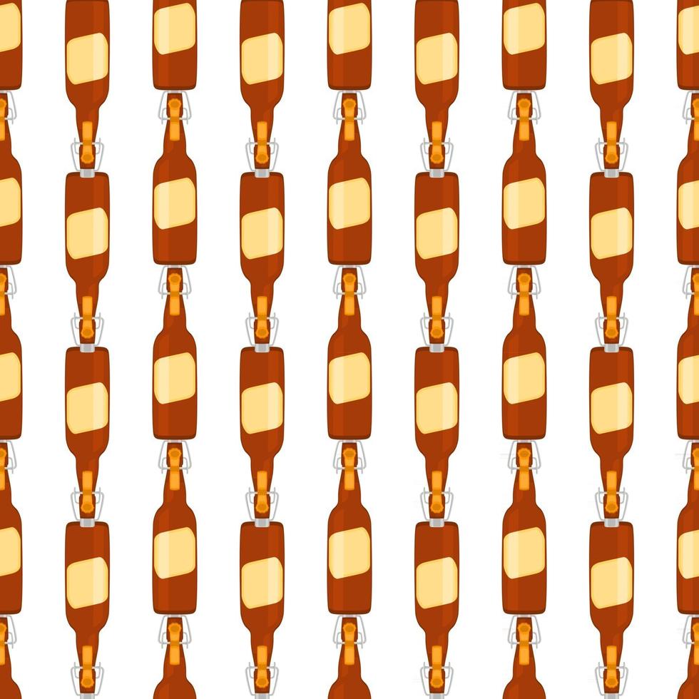 Ilustración sobre el tema botellas de vidrio de cerveza sin costura con tapa para cervecería vector