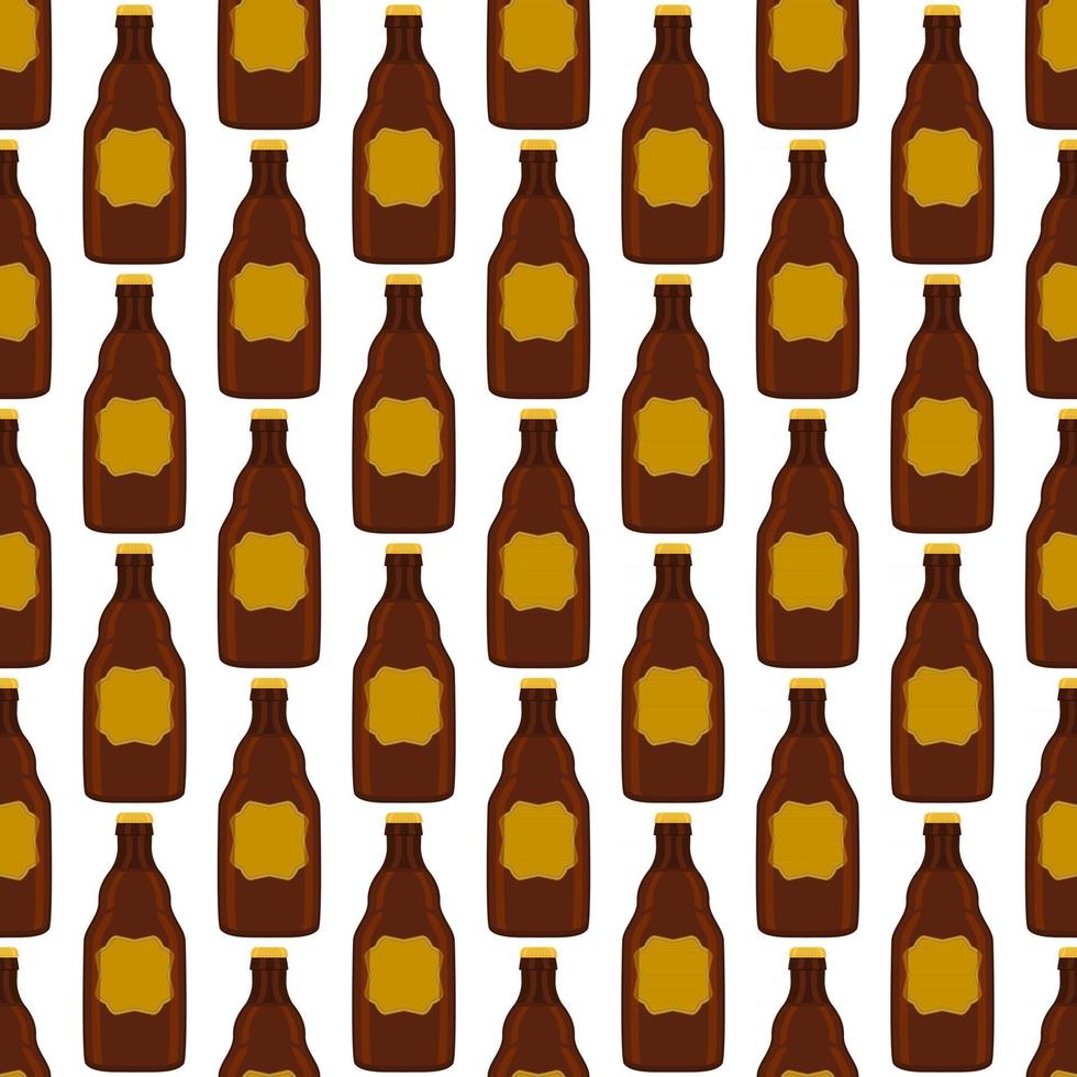 Ilustración sobre el tema botellas de vidrio de cerveza sin costura con tapa para cervecería vector