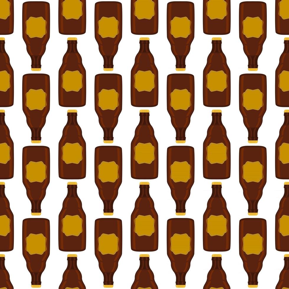 Ilustración sobre el tema botellas de vidrio de cerveza sin costura con tapa para cervecería vector