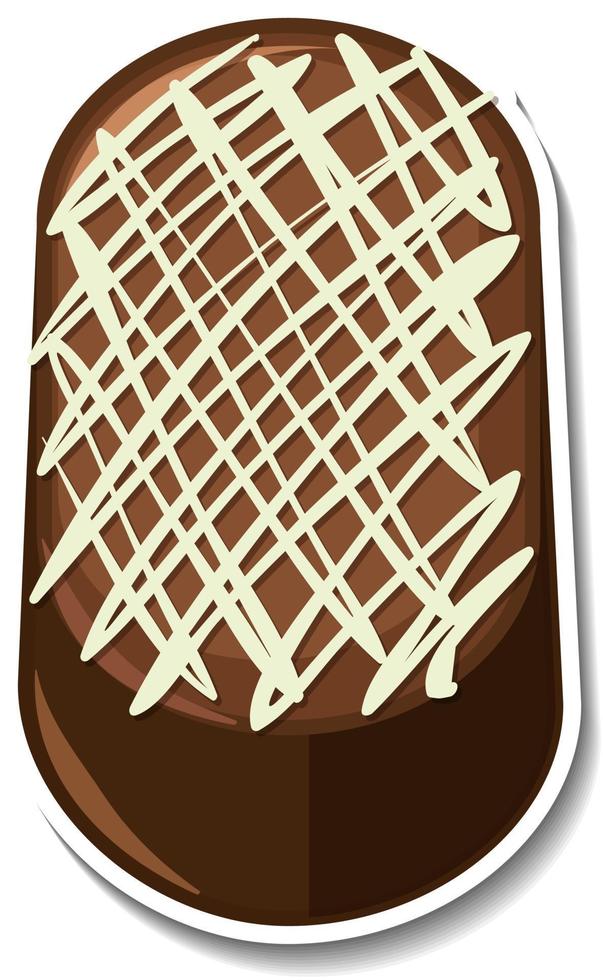 Pegatina de brownie de chocolate aislado sobre fondo blanco. vector