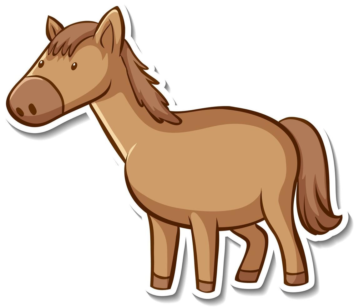Sticker design with cute horse isolated vector