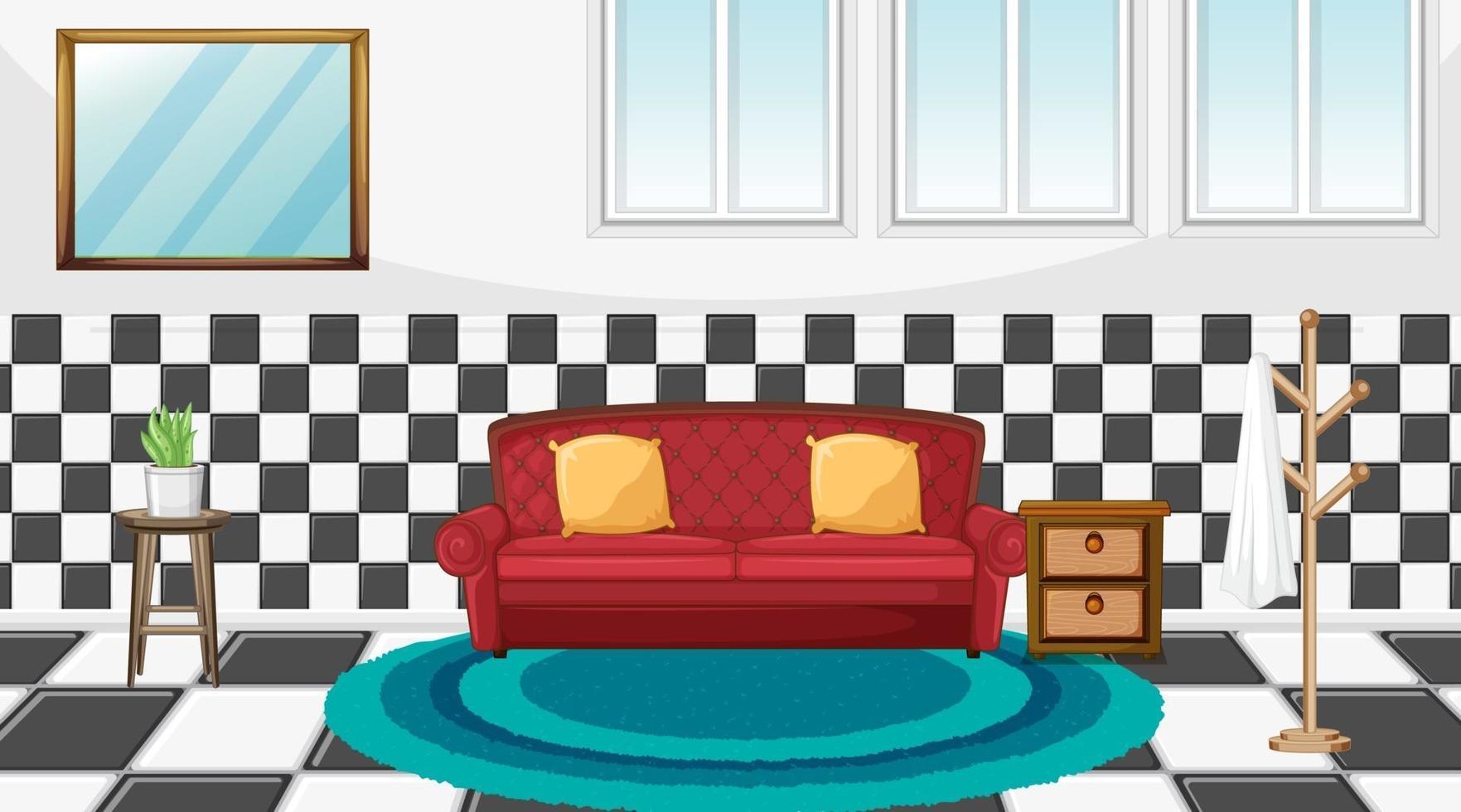 Living room interior design with furniture vector