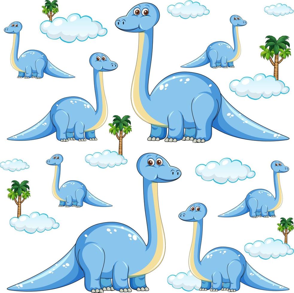 Set of isolated brachiosaurus dinosaurs cartoon character vector