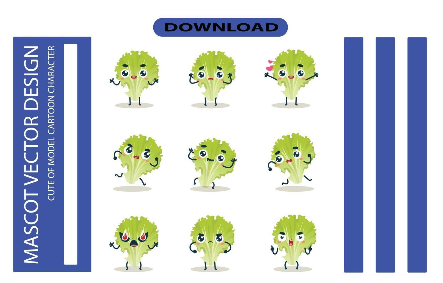 imágenes de la mascota del juego de ensalada de repollo. vector libre de alta calidad