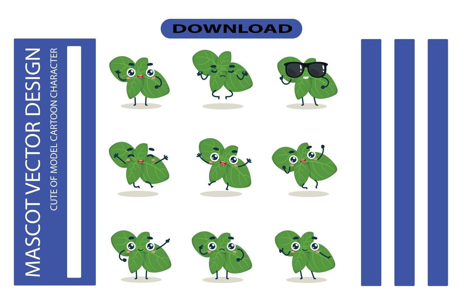 Mascot images of the salad cabbage set. Free Vector High Quality