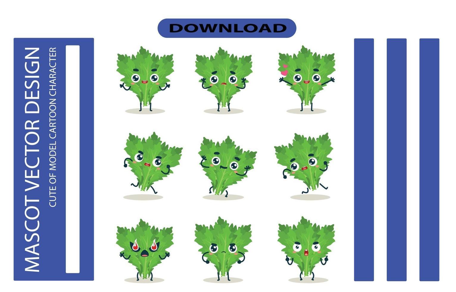 Mascot images of the salad cabbage set. Free Vector High Quality