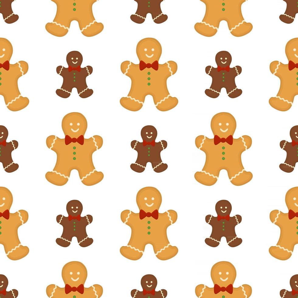 Big set identical gingerbread man, kit colorful pastry cookie vector